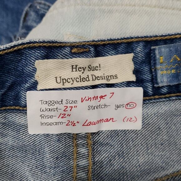NEW  HEY SUE! UPCYCLES DROPPING SOON!! Lawman Upcycled Shorts Denim Jean - Picture 5 of 9